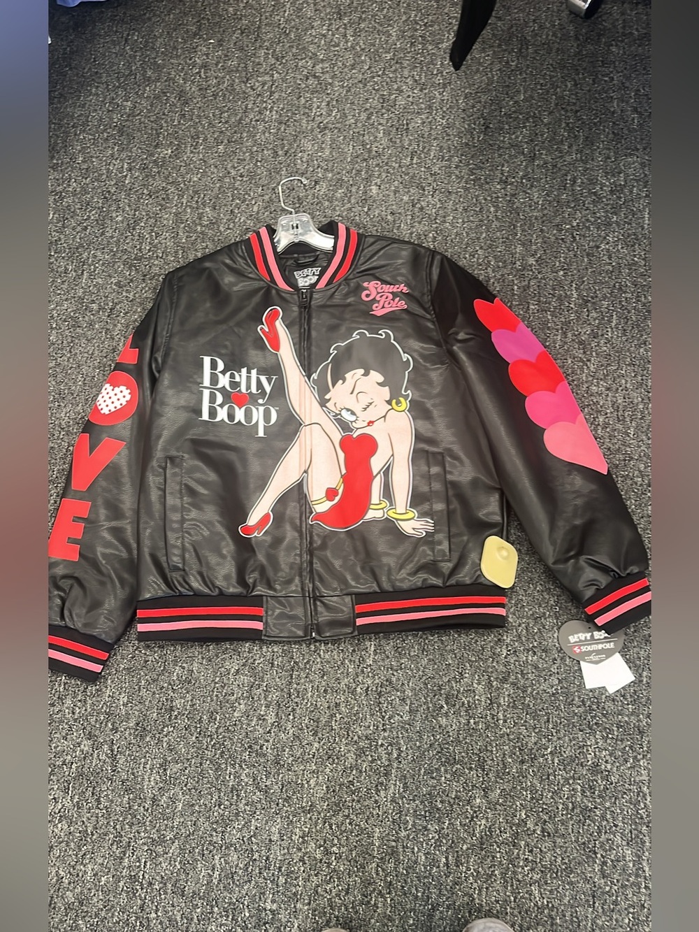 Betty Boop Black Jacket with Red and Pink Heart Accents